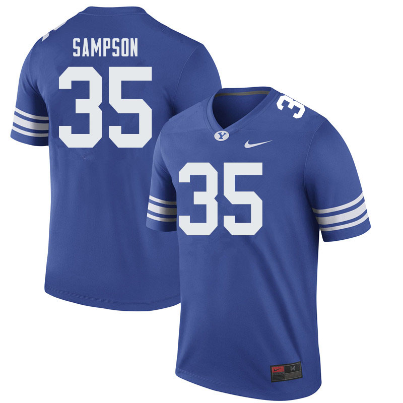Men #35 Nate Sampson BYU Cougars College Football Jerseys Sale-Royal